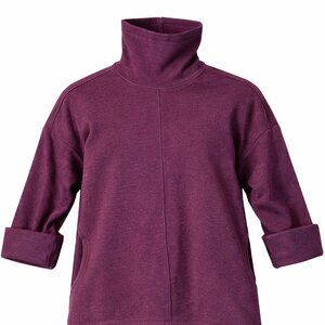 Athleta Cowl Neck 3/4 Sleeve Pullover Fleece - Size XS - burgundy/wine Color
